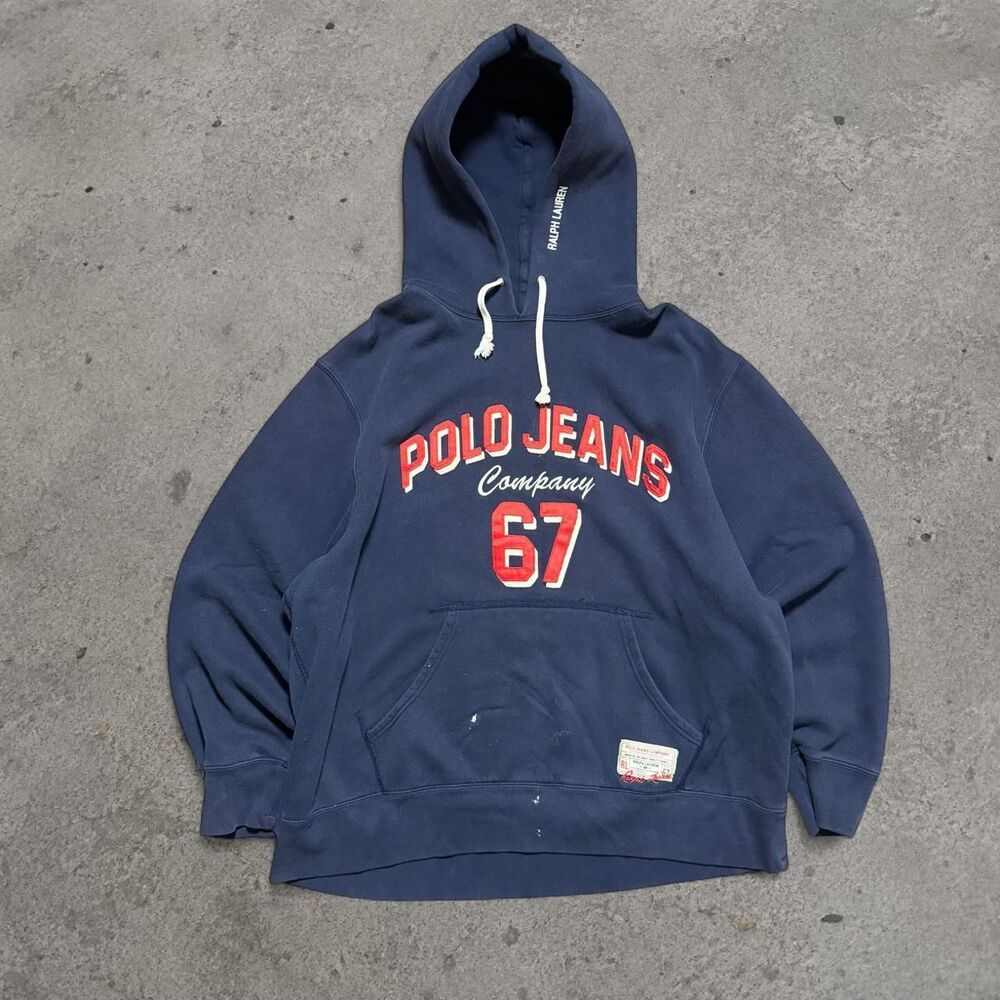 Vintage Y2K Polo Jeans Ralph Lauren Hoodie Size XL RL 67 Navy Blue